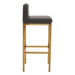 Orsina Dark Grey And Gold Finish Bar Chair, Glam Touch Indoor Metal Bar Stool, Footrest Bar Chair - thumbnail 3