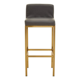 Orsina Dark Grey And Gold Finish Bar Chair, Glam Touch Indoor Metal Bar Stool, Footrest Bar Chair - thumbnail 2