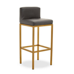Orsina Dark Grey And Gold Finish Bar Chair, Glam Touch Indoor Metal Bar Stool, Footrest Bar Chair