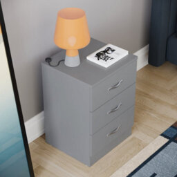 Lassic Vida Designs Riano Grey 3 Drawer Bedside Chest (H)560mm (W)400mm (D)360mm - thumbnail 5