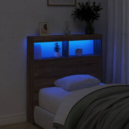 Berkfield Headboard Cabinet With Led Brown Oak 100X17X102 Cm - thumbnail 4