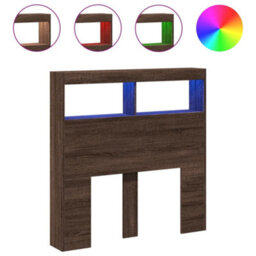 Berkfield Headboard Cabinet With Led Brown Oak 100X17X102 Cm - thumbnail 2