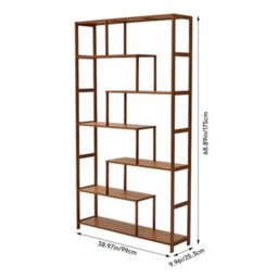 Brown 99X25.3X175 Cm 7 Tier Wood Bookshelf Open Display Stand Bookcase Shelves - thumbnail 2
