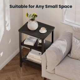 Black Side Table, Bedside Table, End Table, Sofa Table, Height Adjustable - thumbnail 4