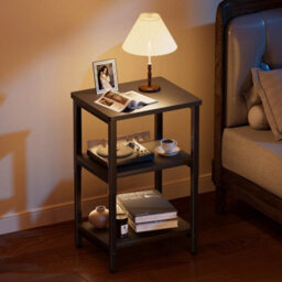 Black Side Table, Bedside Table, End Table, Sofa Table, Height Adjustable - thumbnail 3