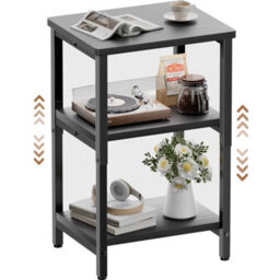 Black Side Table, Bedside Table, End Table, Sofa Table, Height Adjustable - thumbnail 2