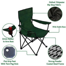 Folding Camping Chairs Lightweight Outdoor Patio Garden Beach Chair Fishing Seat - thumbnail 2