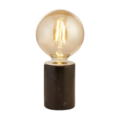 Lighting Collection Madagascar Black Marble Base Table Lamp With Amber Led Bulb - image 1