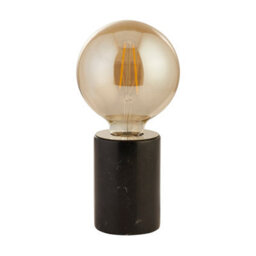 Lighting Collection Madagascar Black Marble Base Table Lamp With Amber Led Bulb - thumbnail 2