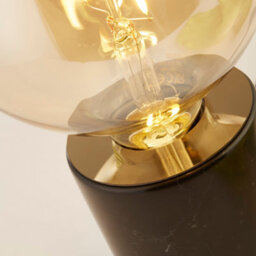 Lighting Collection Madagascar Black Marble Base Table Lamp With Amber Led Bulb - thumbnail 3