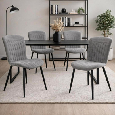 Fwstyle Grace Pack Of 4 Grey Upholstered Waterfall Seat Clamshell Dining Chairs - image 1