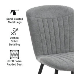 Fwstyle Grace Pack Of 4 Grey Upholstered Waterfall Seat Clamshell Dining Chairs - thumbnail 2