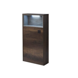 Homestylestore 600mm Dark Oak Wc Unit Led Lit Shelf Toilet And Black Flush Button - thumbnail 2