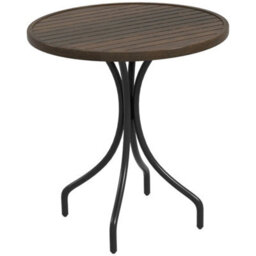 Round Garden Table Outdoor Side Table With Steel Frame Brown - thumbnail 1