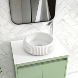 Royal Bathrooms Orion 600mm Mint Sage Floor Standing Plain White Countertop Vanity Unit 2 Drawer With Milan Basin & Chrome Accent Trim - thumbnail 5
