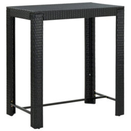 Berkfield 5 Piece Garden Bar Set Black Poly Rattan&solid Wood Acacia - thumbnail 5