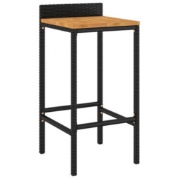 Berkfield 5 Piece Garden Bar Set Black Poly Rattan&solid Wood Acacia - thumbnail 4