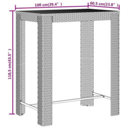 Berkfield 5 Piece Garden Bar Set Black Poly Rattan&solid Wood Acacia - thumbnail 8