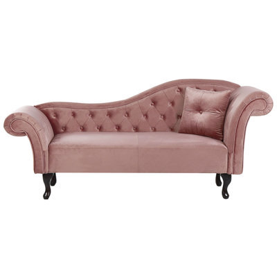 Beliani Right-Hand Chaise Longue Lattes Velvet Pink - image 1