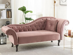 Beliani Right-Hand Chaise Longue Lattes Velvet Pink - thumbnail 2