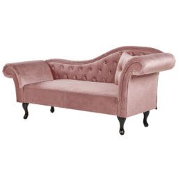 Beliani Right-Hand Chaise Longue Lattes Velvet Pink - thumbnail 4