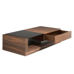 Angel Cerda Stylish Rectangular Coffee Table In Black And Walnut With Glass Top - thumbnail 5