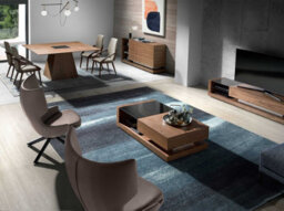 Angel Cerda Stylish Rectangular Coffee Table In Black And Walnut With Glass Top - thumbnail 3