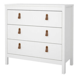 Wyld Haus Wildberry Matt White 3-Drawer Wooden Chest With Leather Handles - thumbnail 5