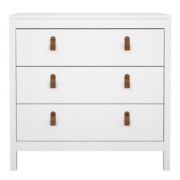 Wyld Haus Wildberry Matt White 3-Drawer Wooden Chest With Leather Handles - thumbnail 4
