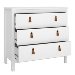 Wyld Haus Wildberry Matt White 3-Drawer Wooden Chest With Leather Handles - thumbnail 7