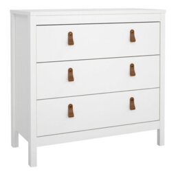 Wyld Haus Wildberry Matt White 3-Drawer Wooden Chest With Leather Handles - thumbnail 3