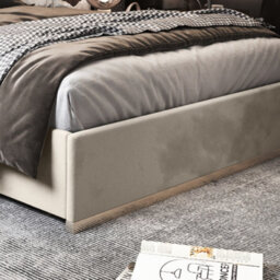 Bentley Upholstered Soft Velvet Metal Cream Bed Frame - thumbnail 3