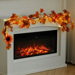 Living And Home 6Ft Artificial Sunflower Autumn Garland Hanging Vines With Led Lights For Thanksgiving Decoration - thumbnail 2