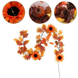 Living And Home 6Ft Artificial Sunflower Autumn Garland Hanging Vines With Led Lights For Thanksgiving Decoration - thumbnail 4