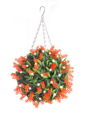 Best Artificial Pre-Lit Outdoor 28Cm Orange Lavender Hanging Plastic Flower Topiary Ball - image 1