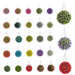 Best Artificial Pre-Lit Outdoor 28Cm Orange Lavender Hanging Plastic Flower Topiary Ball - thumbnail 2