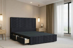 "Nexus Verona Plush Divan, Black, 54"" Hb + 12"" Fb, 4 Drawers, Open Coil Mattress, Double" - thumbnail 4