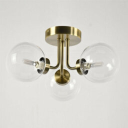 First Choice Lighting Set Of 2 Dore - Antique Brass Ceiling Lights With Clear Glass Shades - thumbnail 4
