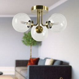 First Choice Lighting Set Of 2 Dore - Antique Brass Ceiling Lights With Clear Glass Shades - thumbnail 6