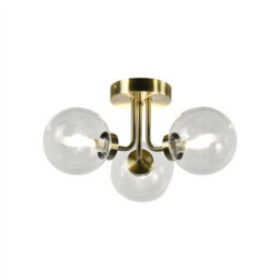 First Choice Lighting Set Of 2 Dore - Antique Brass Ceiling Lights With Clear Glass Shades - thumbnail 3