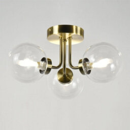 First Choice Lighting Set Of 2 Dore - Antique Brass Ceiling Lights With Clear Glass Shades - thumbnail 5