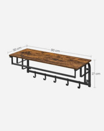 LEDREM Coat Rack Wall-Mounted, Clothes Rail With 5 Removable Coat Hooks,bedroom, Living Room, Brown And Black - thumbnail 2