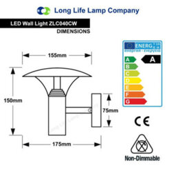 Long Life Lamps Company 5W Modern Stainless Steel Led Outdoor Garden Wall Light Cool White Zlc040Cw - thumbnail 2
