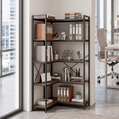 Levede Corner Bookcase,5-Tier L-Shaped Bookshelf,space-Saving - image 1