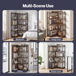 Levede Corner Bookcase,5-Tier L-Shaped Bookshelf,space-Saving - thumbnail 9