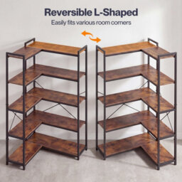 Levede Corner Bookcase,5-Tier L-Shaped Bookshelf,space-Saving - thumbnail 6