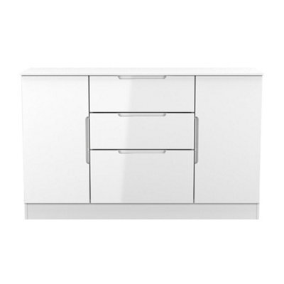 Messina Ready Assembled Gloss White 3 Drawer Sideboard (H)785mm (W)1254mm (D)400mm - image 1