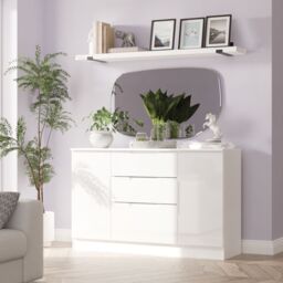 Messina Ready Assembled Gloss White 3 Drawer Sideboard (H)785mm (W)1254mm (D)400mm - thumbnail 6