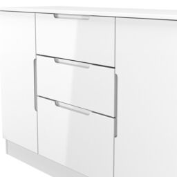Messina Ready Assembled Gloss White 3 Drawer Sideboard (H)785mm (W)1254mm (D)400mm - thumbnail 4
