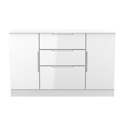 Messina Ready Assembled Gloss White 3 Drawer Sideboard (H)785mm (W)1254mm (D)400mm - thumbnail 1